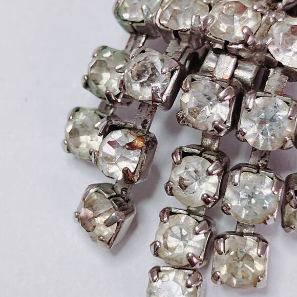 VTG 1950s Mid Century Rhinestone Clip On Earrings Articulated Dangle Cocktail - Picture 4 of 12